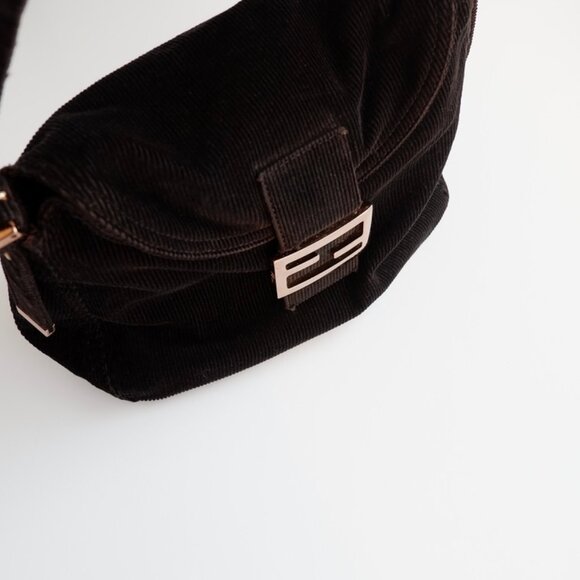 Authentic Preowned Fendi Black Corduroy Baguette Shoulder Bag - Picture 13 of 13